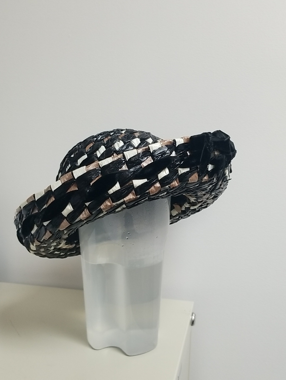 Vintage Woven Black, Ivory, Brown Women's Fashion Hat